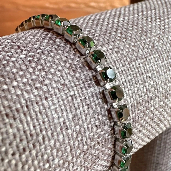 Emerald Green Colored CZ Stainless Steel Tennis Bracelet May Birthstone - Picture 4 of 4